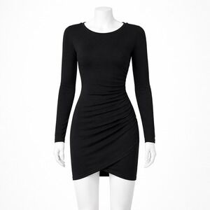 Tildon Ruched Bodycon Black Dress Women's XS Party Night Out